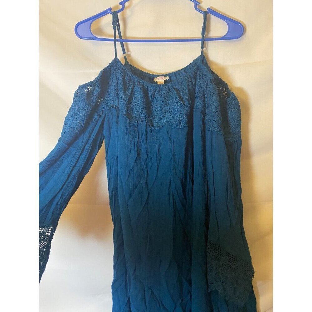 Fairy women’s xl Blue‎ Off SHoulder Romantic Lacy Dress Coquette Cottage Boho